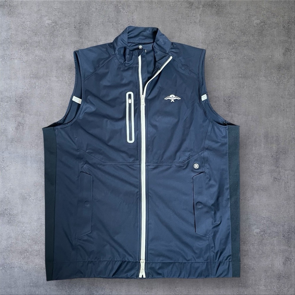 G/Fore Golf THE MAVERICK HYBRID Sleeveless Navy Blue Vest Mens XL Full Zip